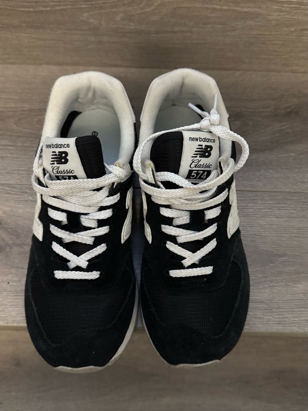 New Balance Black and White 574 Classic Sneakers - Women's